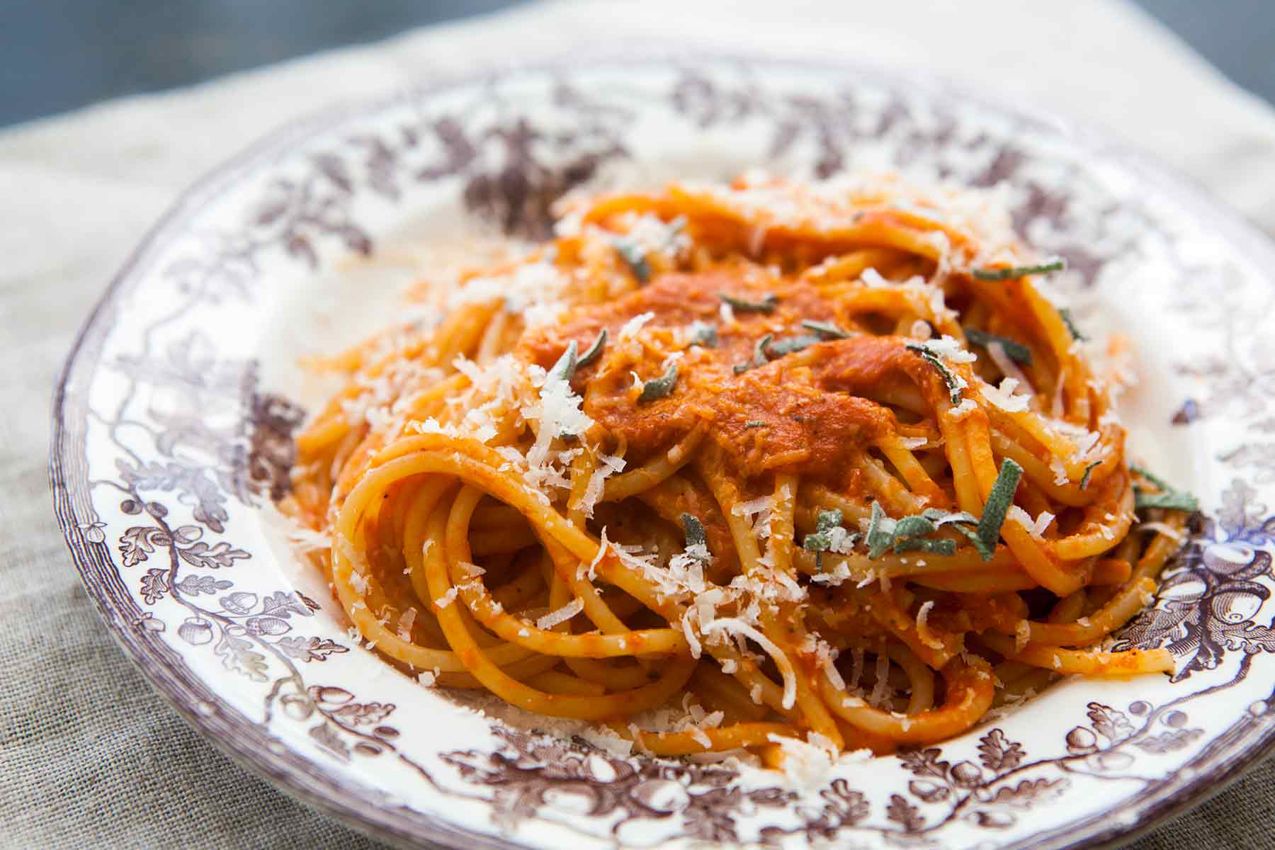 Spaghetti crema di peperoni e pancetta Bimby